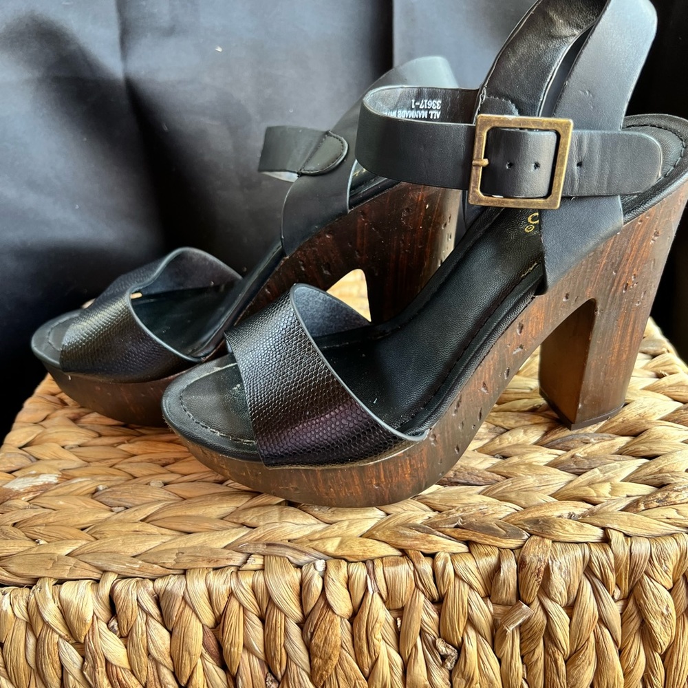 BAMBOO Black heeled sandals WOMEN SIZE 7 - Picture 7 of 9